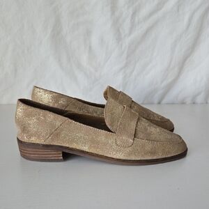 Lucky Brand Chennie metallic gold leather loafers flats Size 7.5M